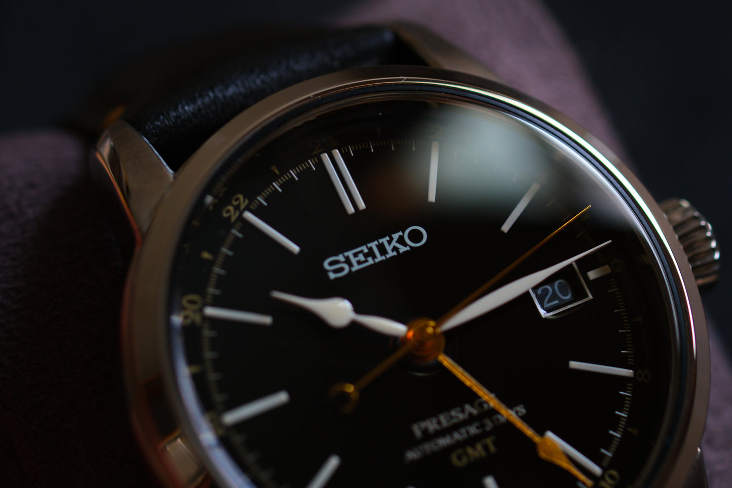 Seiko Pressage SARH001/SPB447 6R54-00F0 GMT Enemel Black Dial Excellent Condition