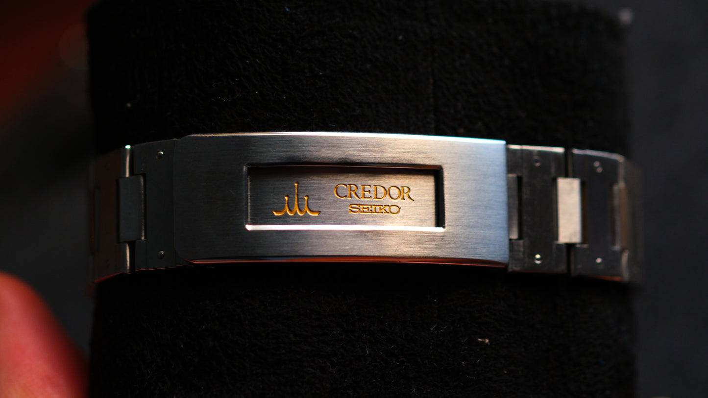 Credor Tank 9300-5050 Rare Black Gray Dial Full SS Good Condition