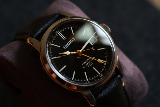 Seiko Pressage SARH001/SPB447 6R54-00F0 GMT Enemel Black Dial Excellent Condition