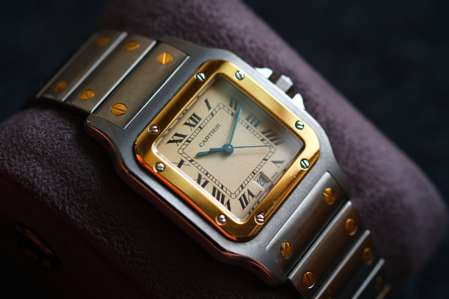 Cartier Santos De Cartier Galbee Ivory Roman Dial Ref.187901 LM 29x41mm Full Box Paper Excellent Condition