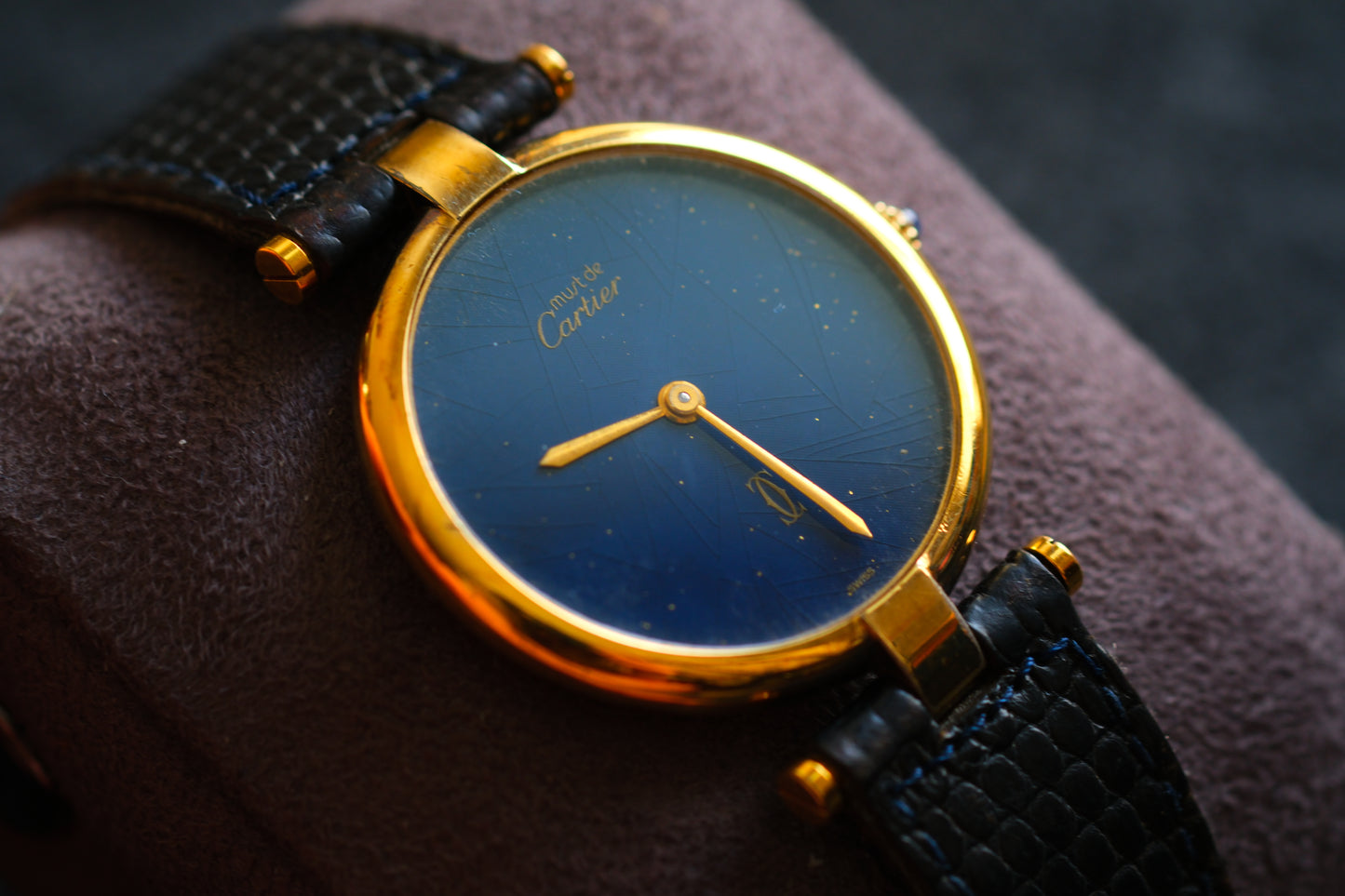 Cartier 1980s Must de Cartier Vendome Blue Dial Men