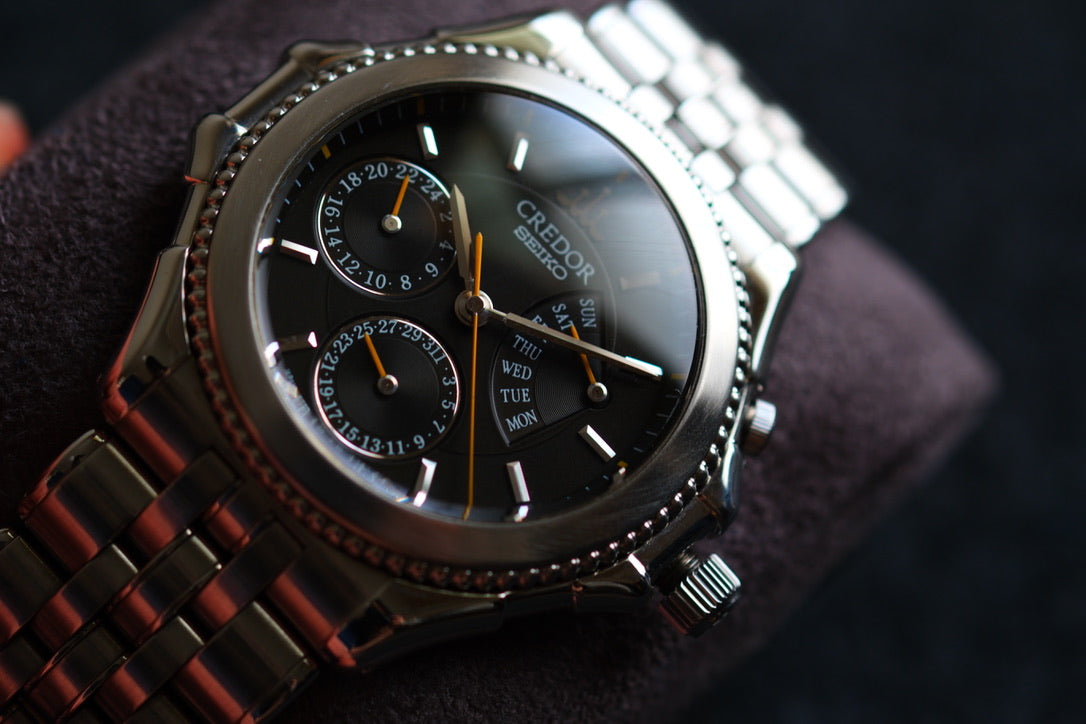 Credor Pacifique GZBG999 "Bumble Bee" 4s77-0A20 38mm Black Dial Yellow Hands Excellent Condition