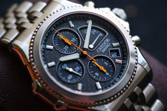 Credor Pacifique GCBK997 6S77-0A10 Chrnograph Limited 2000 Rare Carbon Dial Full Box Paper NOS Condition