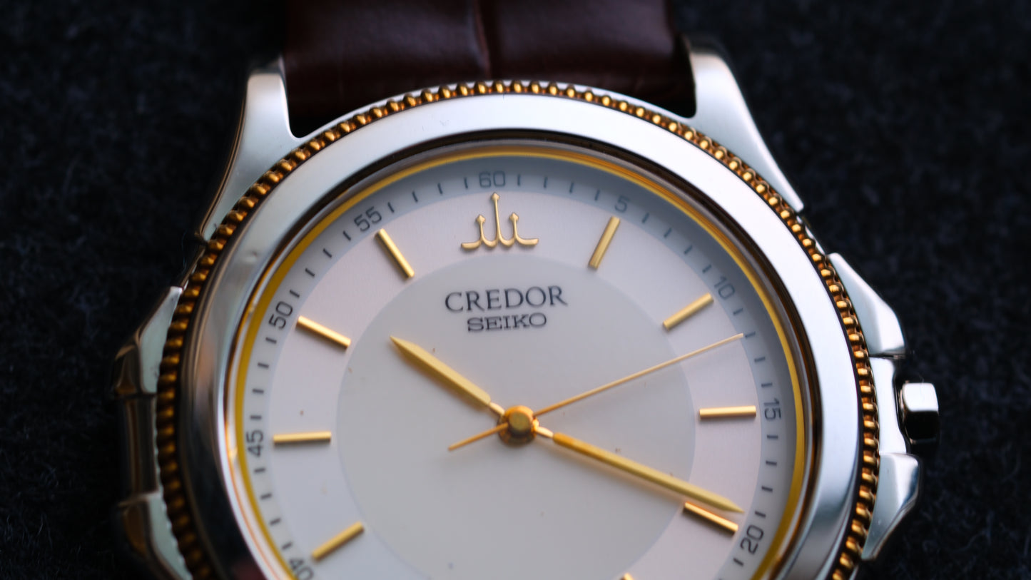 Credor Pacifique Leather Strap 9581-6060 18K Gold Bezel two tone Dial