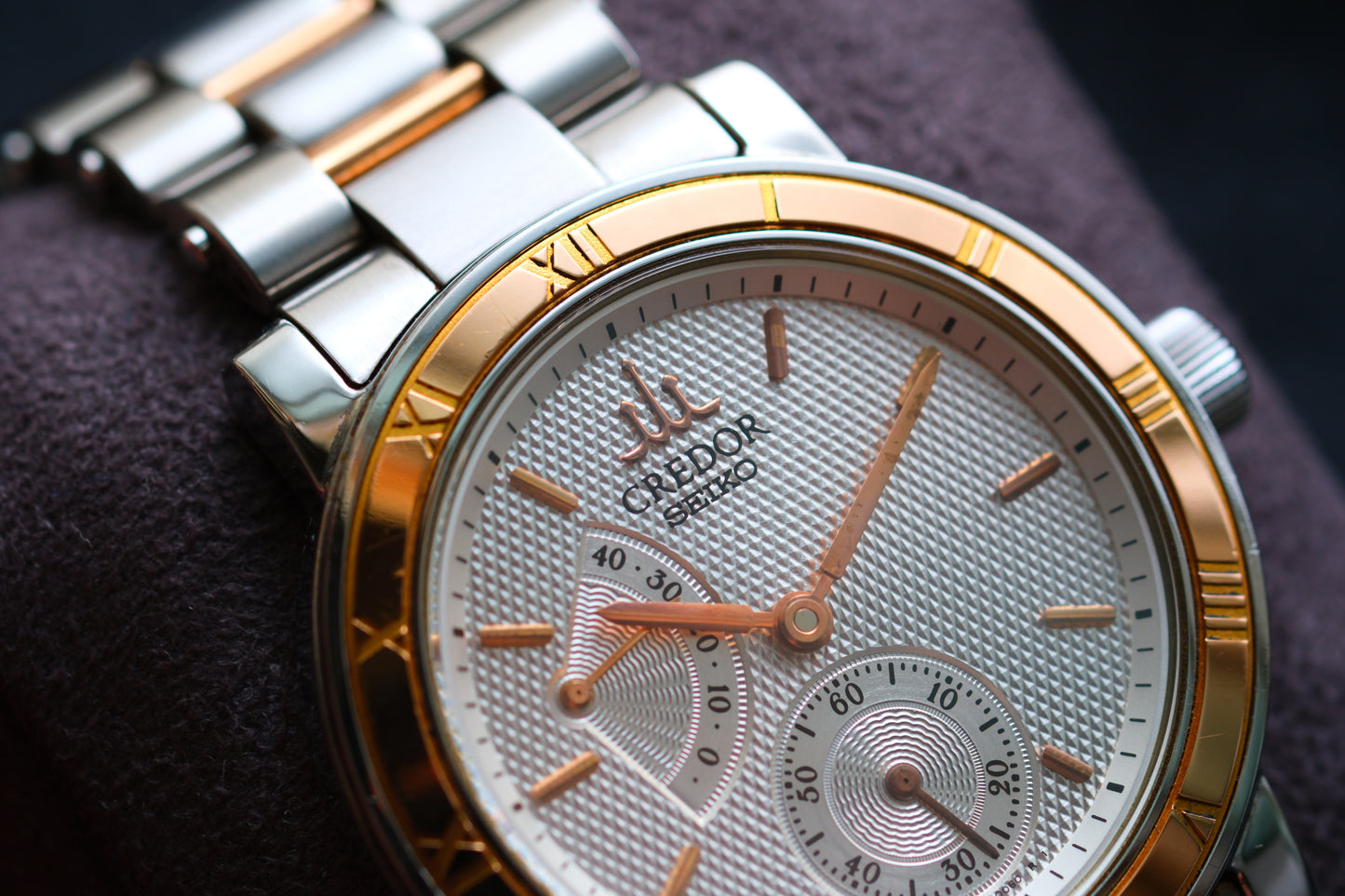 Credor GCAY992 4S79-0020 Power Reserve & Small Seconds Vintage Style 18K Pink Gold Good Condition