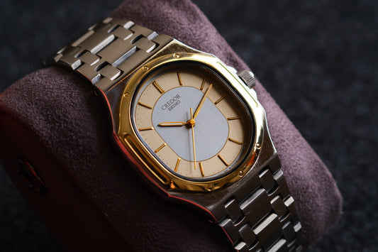 Credor 9661-5000 Twin Quart Gerald Genta 14K Bezel Two tone Rare Near Mint