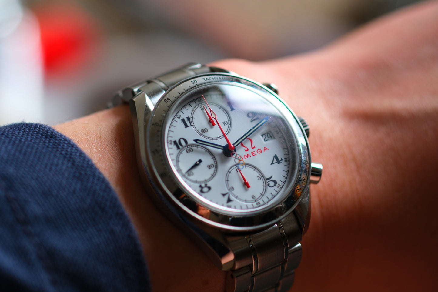 Omega Speedmaster Specialities 2012 Olympic Games Collection Blue Red Hands Excellent Condition |Full Serviced