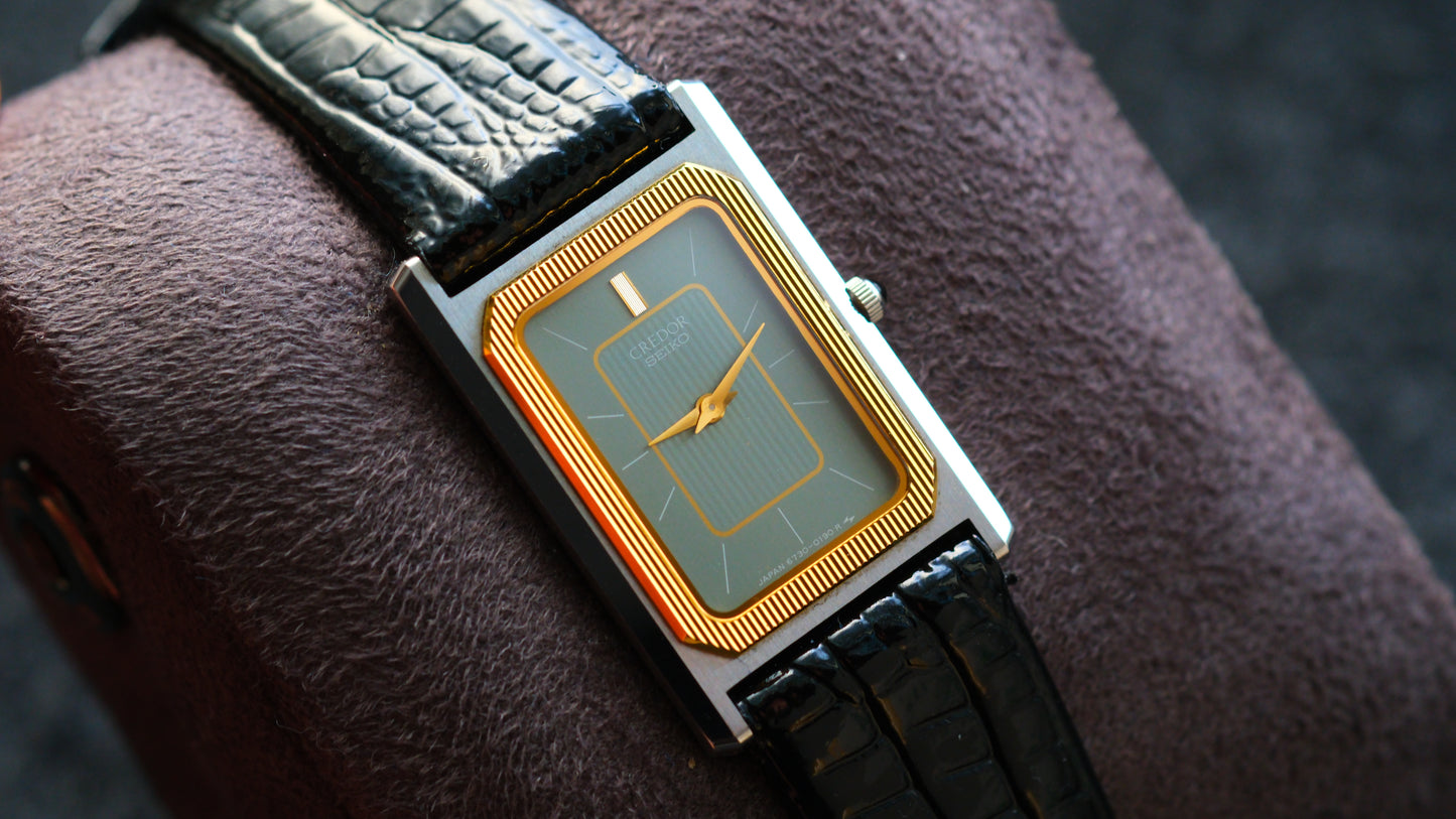 Credor Tank Couple 6730-5090 6730-5100 w14K Bezel SHA MIDDLE Tiffany Dial