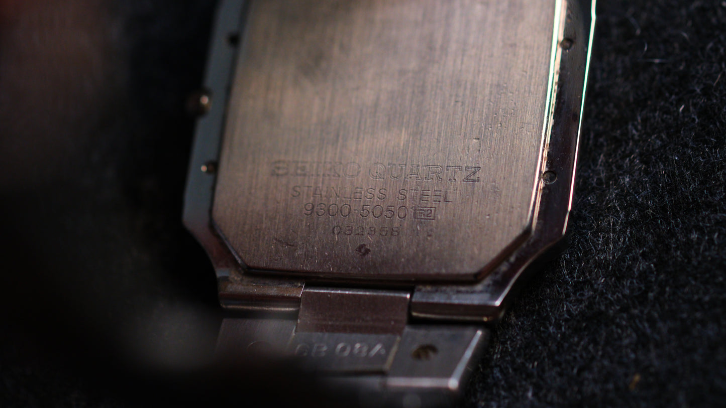 Credor Tank 9300-5050 Rare Black Gray Dial Full SS Good Condition