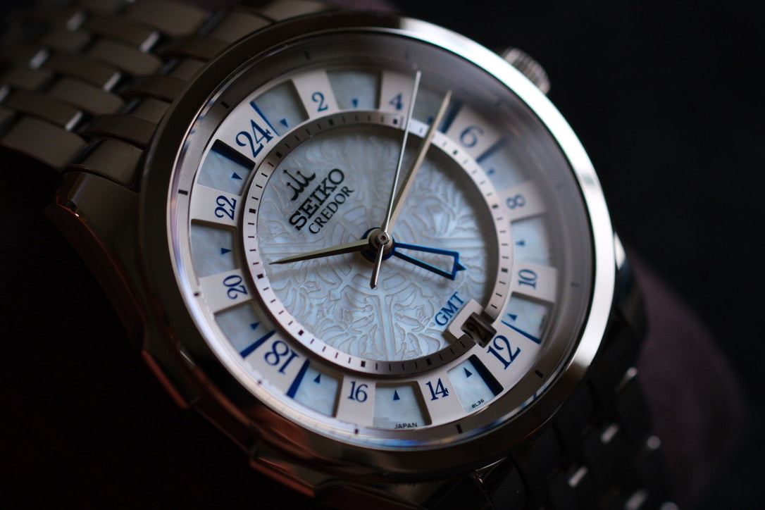 Credor Signo GCBZ999 8L36-00B0 GMT Limited 150p White Mop Dial Super rare