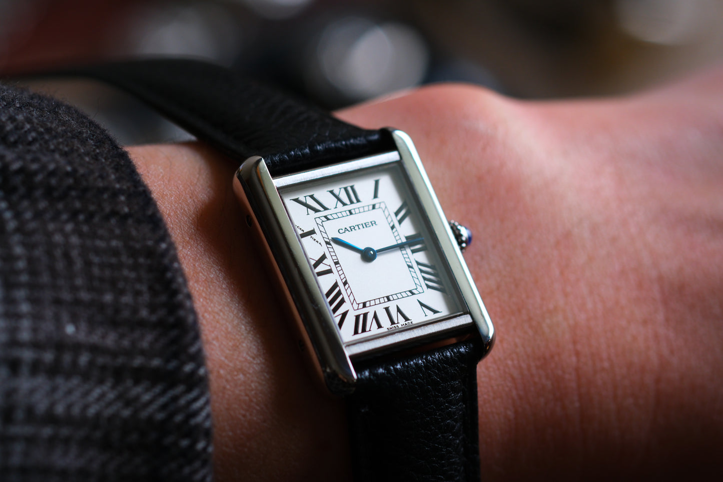 Cartier Tank Solo W1018255 SM 24x31mm Excellent Condition Full Box Paper Full Serviced