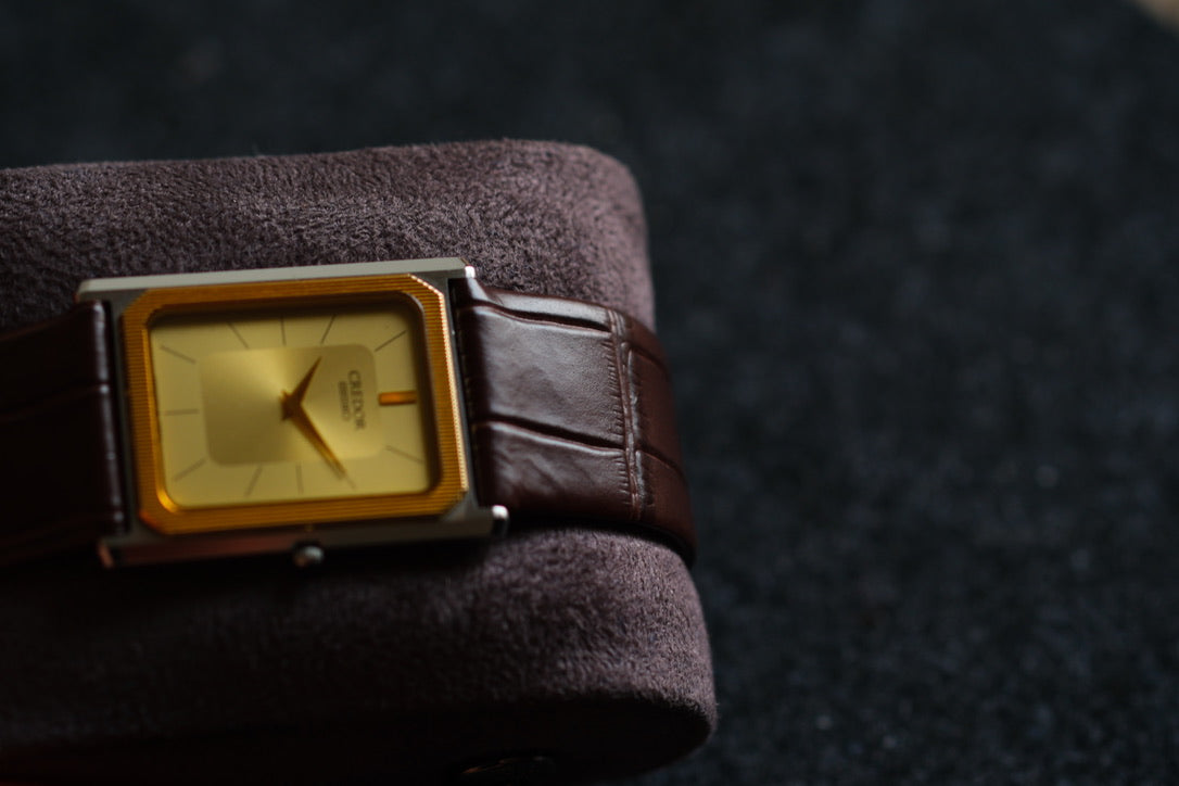 Credor Tank Men 6730-5090 14K Bezel SHA MIDDLE Vintage style