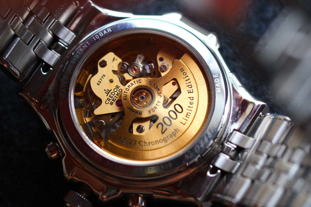 Credor Pacifique GCBK997 6S77-0A10 Chrnograph Limited 2000 Rare Carbon Dial Excellent Condition Serviced