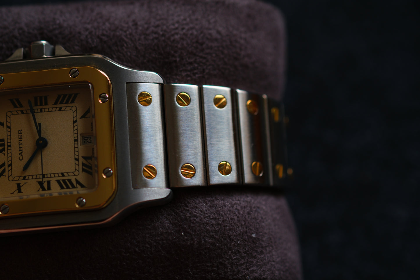 Cartier Santos De Cartier Galbee Ivory Roman Dial Ref.187901 LM 29x41mm Full Box Paper Excellent Condition