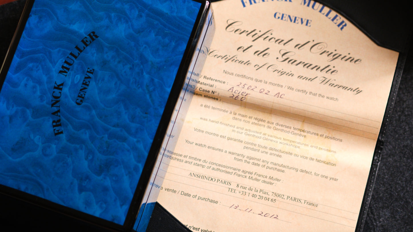 Franck Muller Geneve 2502QZ Acier Lady Watch Silver Dial Full Box Good Condition