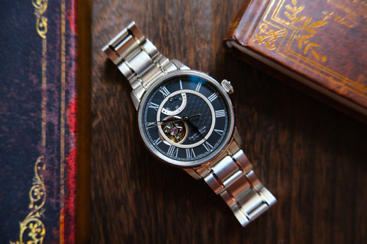 Orient Star Skeleton Open Heart Black Dial