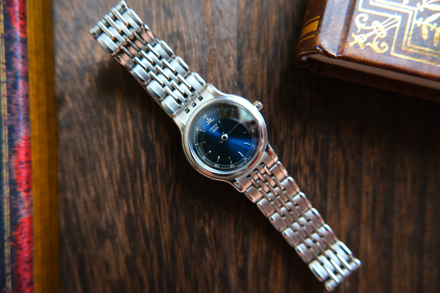 Seiko Credor Quart Lady 7371-0090 Blue Dial