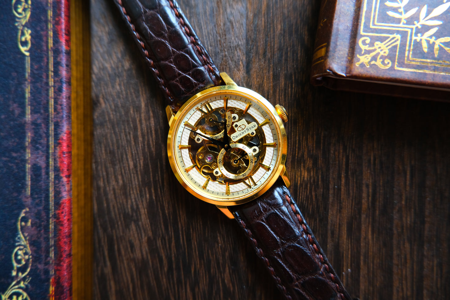 Orient Star Skeleton Hand Wounding Original Leather Strap 50H