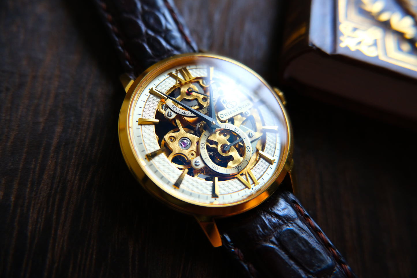 Orient Star Skeleton Hand Wounding Original Leather Strap 50H