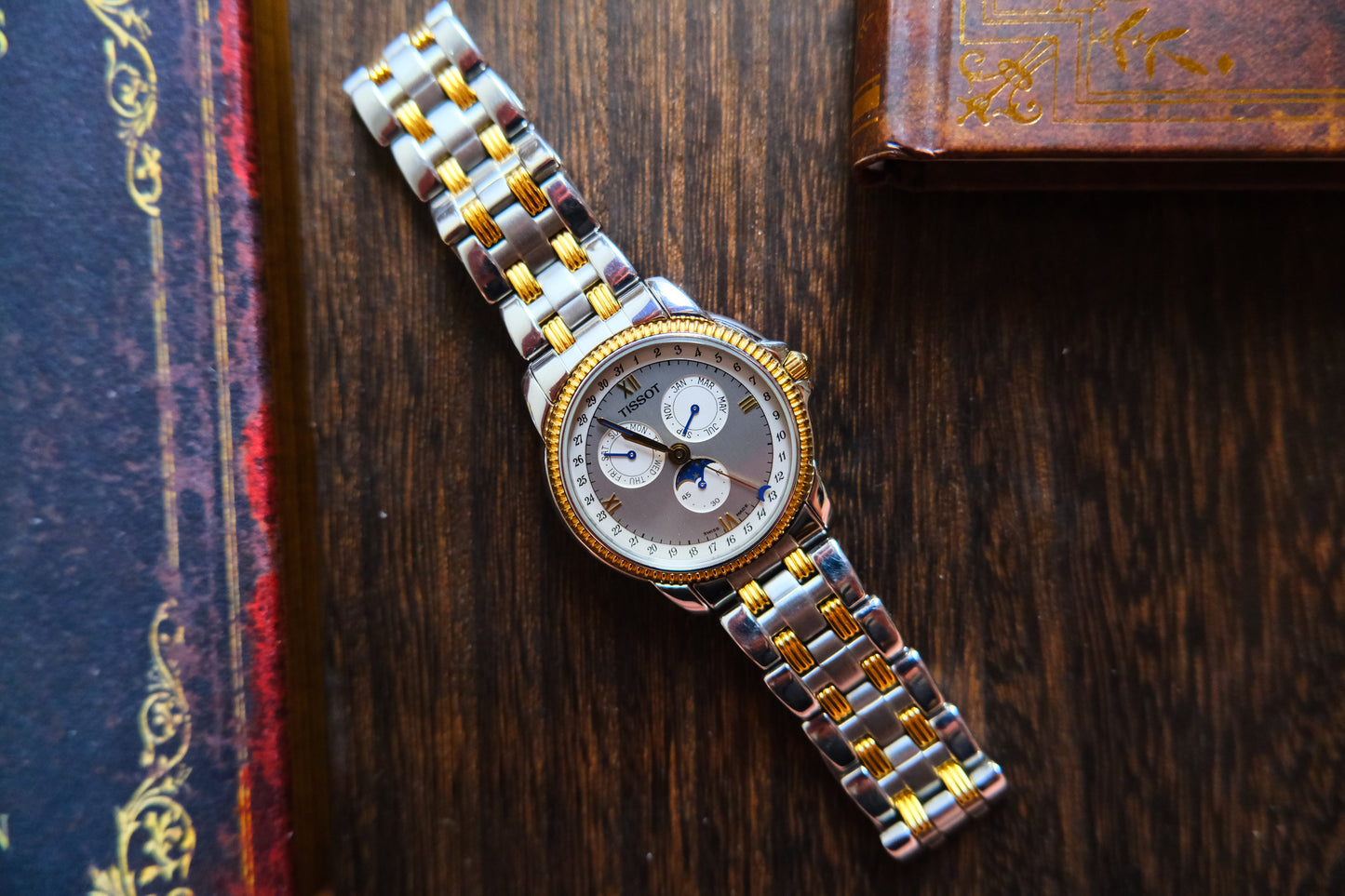 Tissot C285/385C Quart Moonphase Two tone Triple Calendar Good Condition