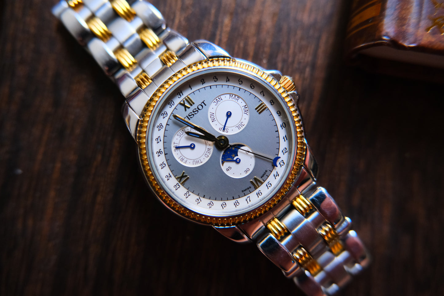 Tissot C285/385C Quart Moonphase Two tone Triple Calendar Good Condition