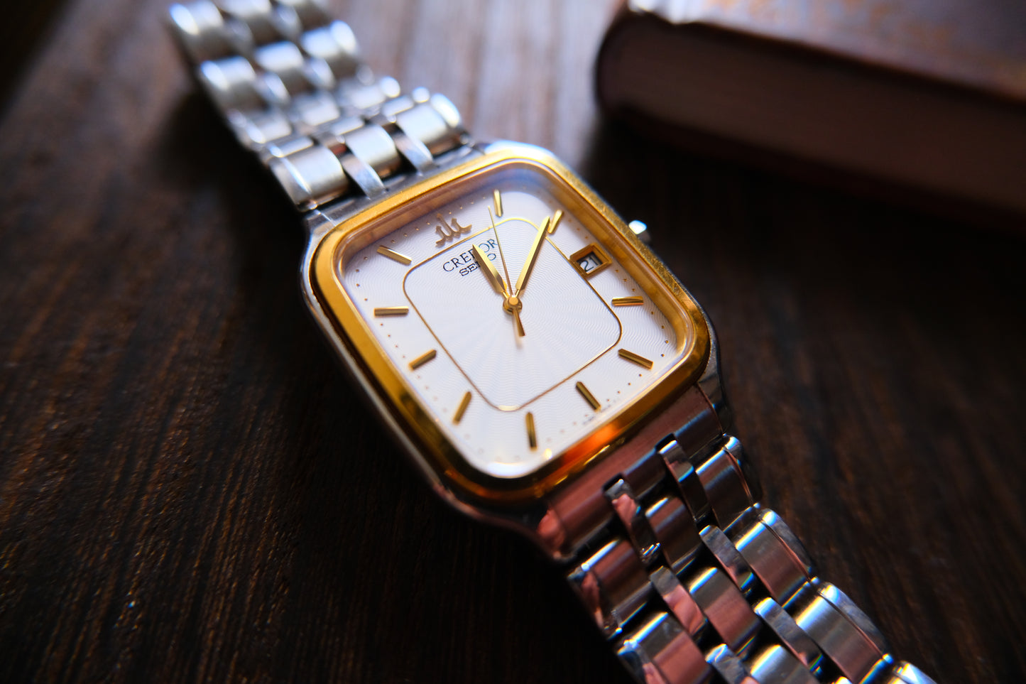 Credor Seiko Tank 8j82-5A10 Quart SSx18KT