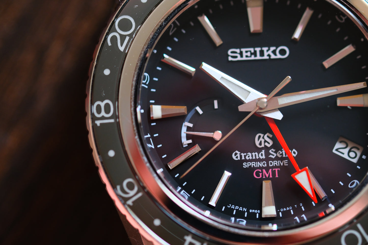Grand Seiko Sport Spring Drive 9R66-0AA0 GMT SBGE001 JDM Black Dial Full Box