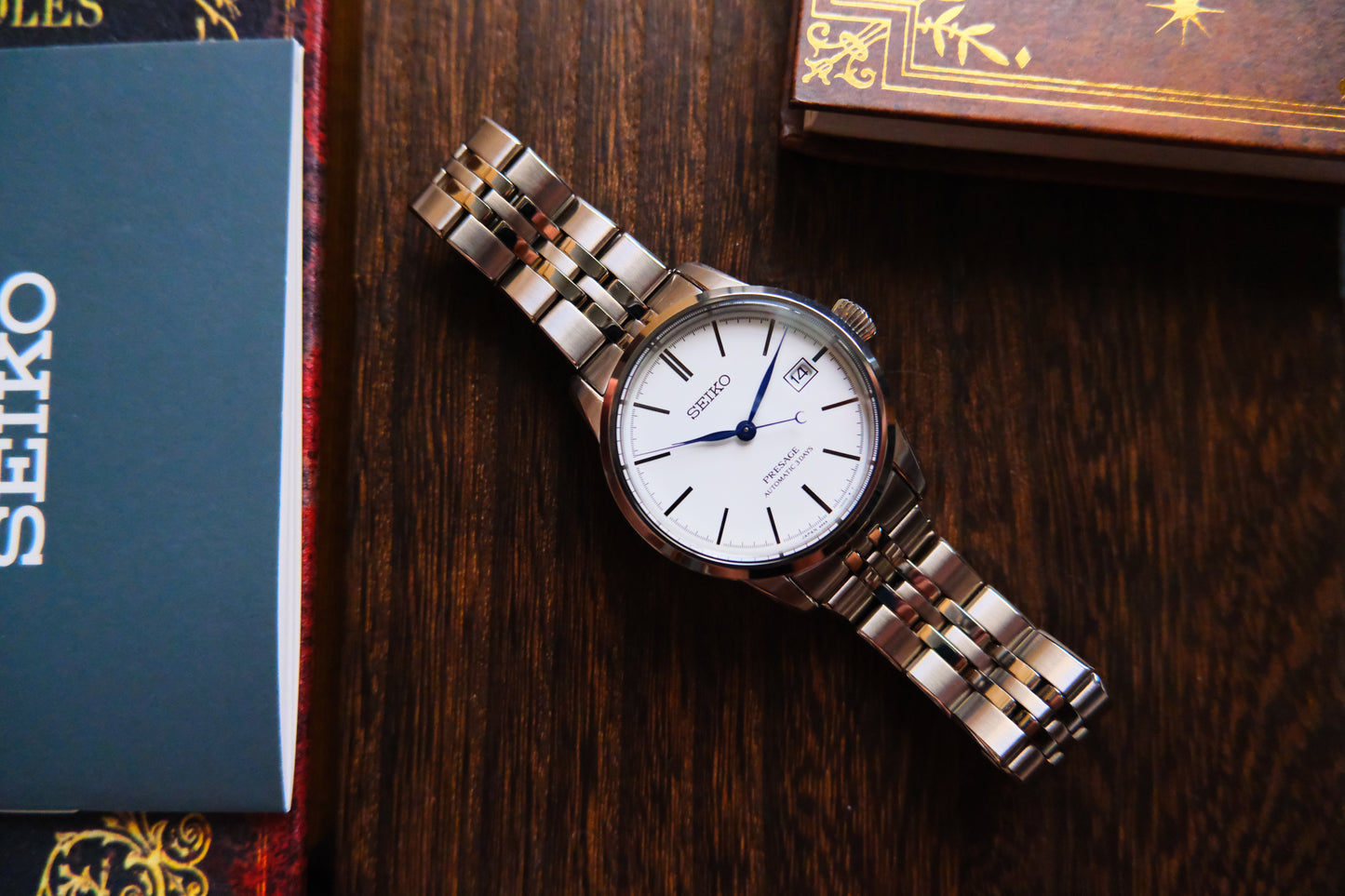 Seiko Pressage 6R55-00D0 SARX105 Enemel White Dial 3date reserve Date 2025/6/4