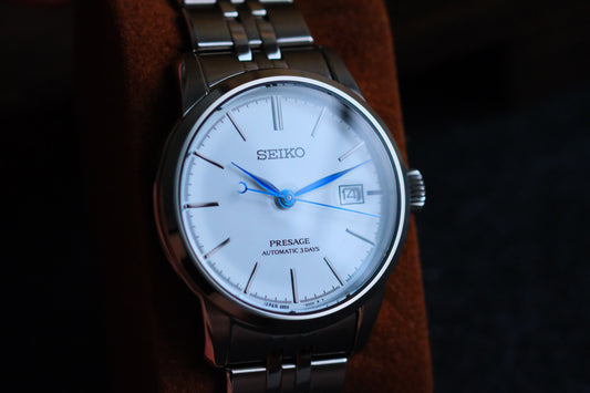 Seiko Pressage 6R55-00D0 SARX105 Enemel White Dial 3date reserve Date 2025/6/4