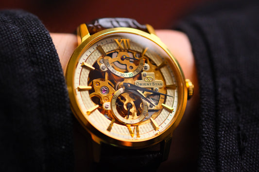 Orient Star Skeleton Hand Wounding Original Leather Strap 50H