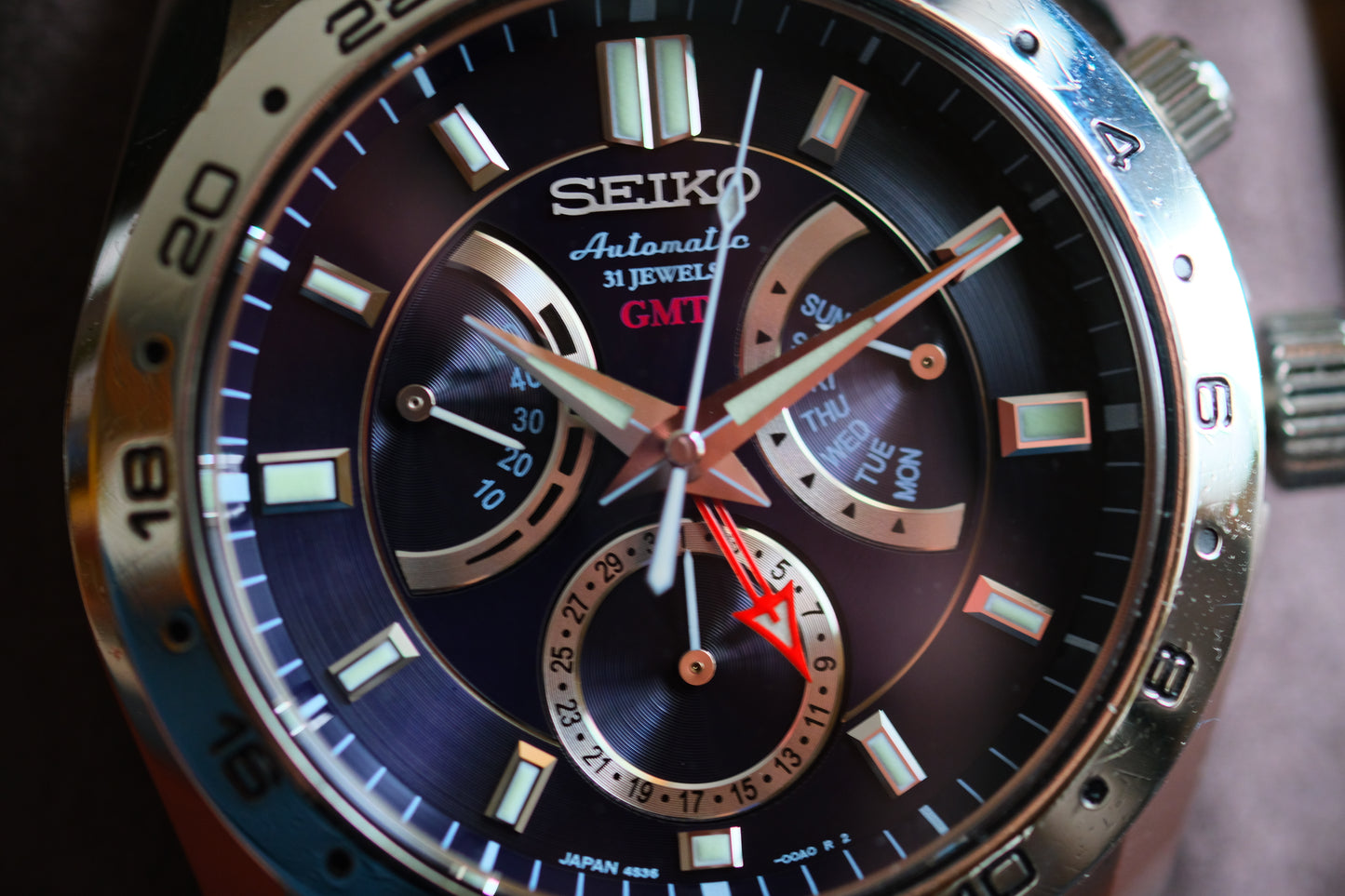 Seiko SARN003 4s36-00A0 Automatic GMT Retrograde