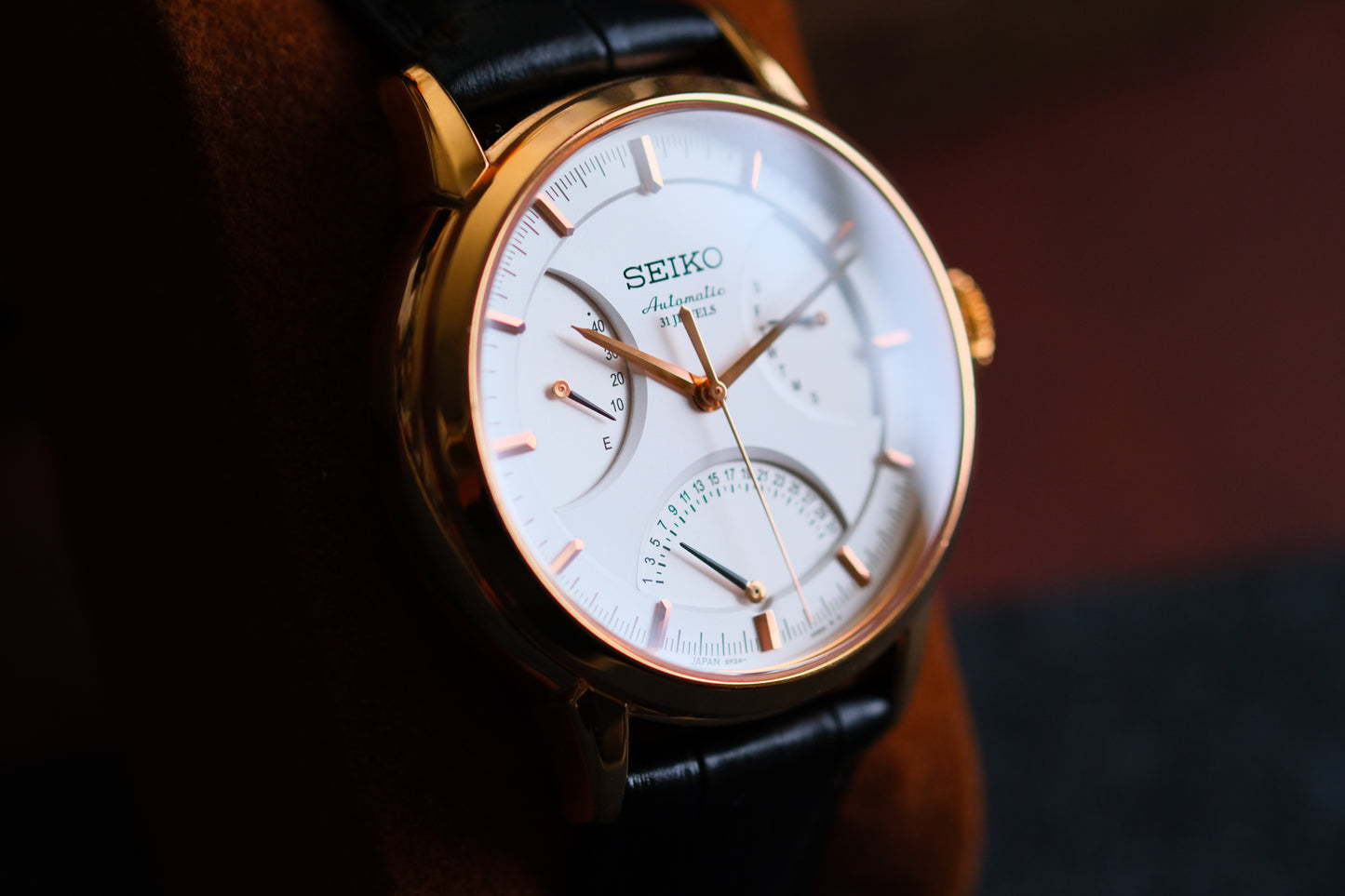 Seiko SARD006 Pressage  6R24-00D0 Rose Gold JDM Rare Retrograde day-date Power Reserve and a white dial | Great Condition