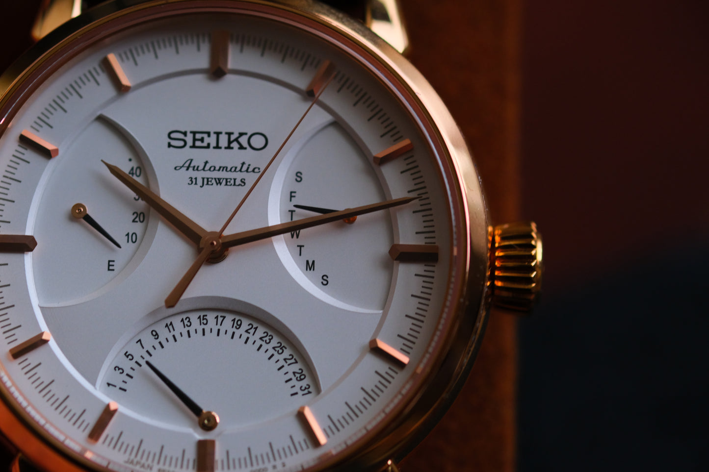 Seiko SARD006 Pressage  6R24-00D0 Rose Gold JDM Rare Retrograde day-date Power Reserve and a white dial | Great Condition