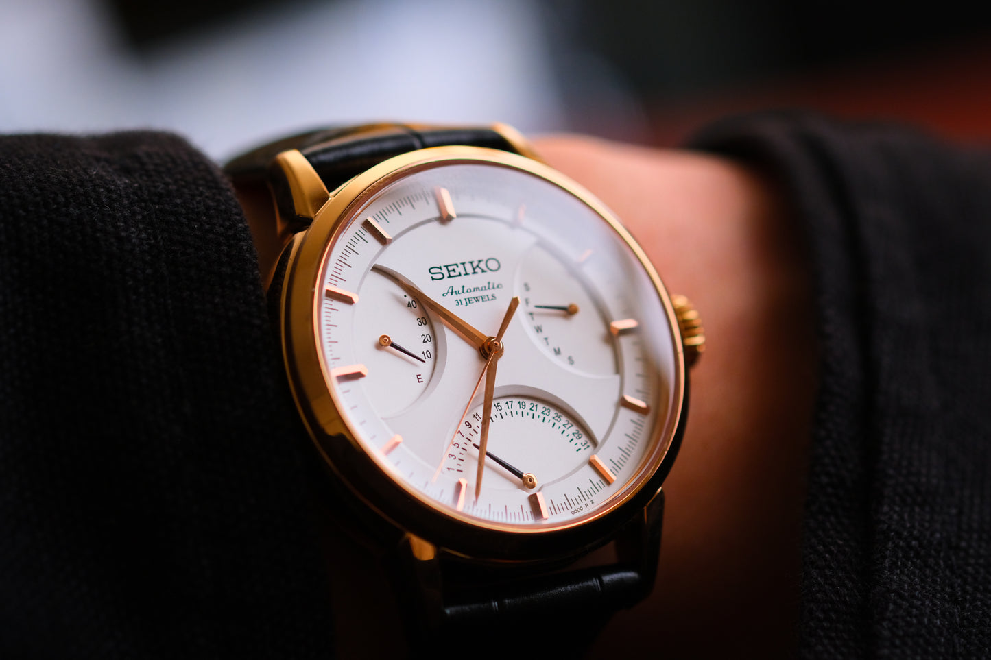 Seiko SARD006 Pressage  6R24-00D0 Rose Gold JDM Rare Retrograde day-date Power Reserve and a white dial | Great Condition