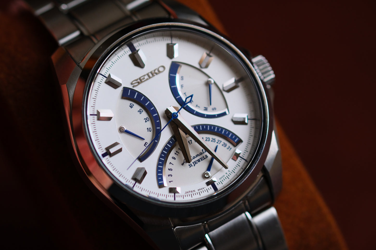 Seiko SARD001 6R24 Mechanical Retrograde White Blue Dial