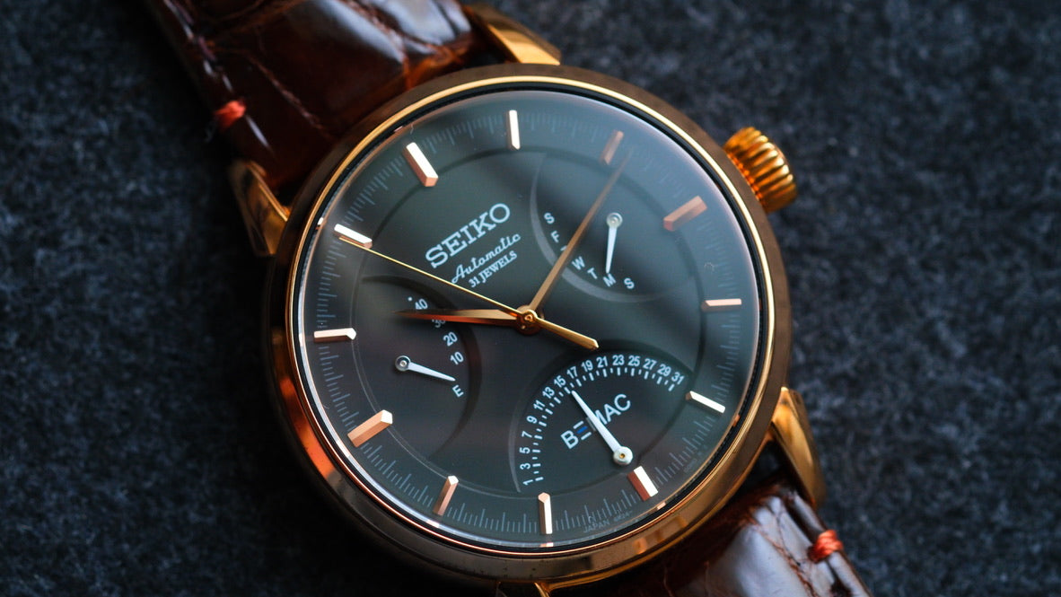 Seiko BEMAC Anniversary SZSD001 6R24-00D0 Double Retrograde Rose Gold Unused Like New Condition