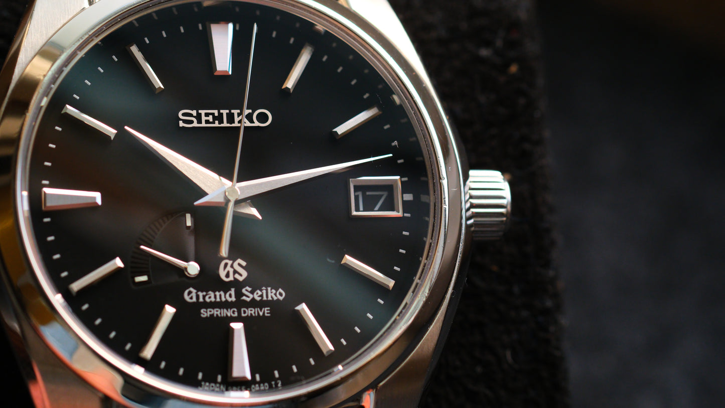 Grand Seiko SBGA003 Spring Drive 9R65-00AA0 Black Dial Full Box Paper GS Serviced Paper Good Condition