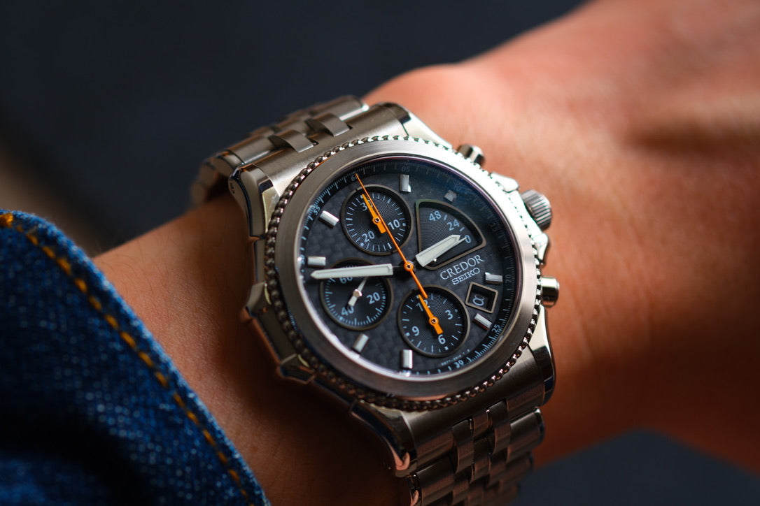 Credor Pacifique GCBK997 6S77-0A10 Chrnograph Limited 2000 Rare Carbon Dial Excellent Condition Serviced