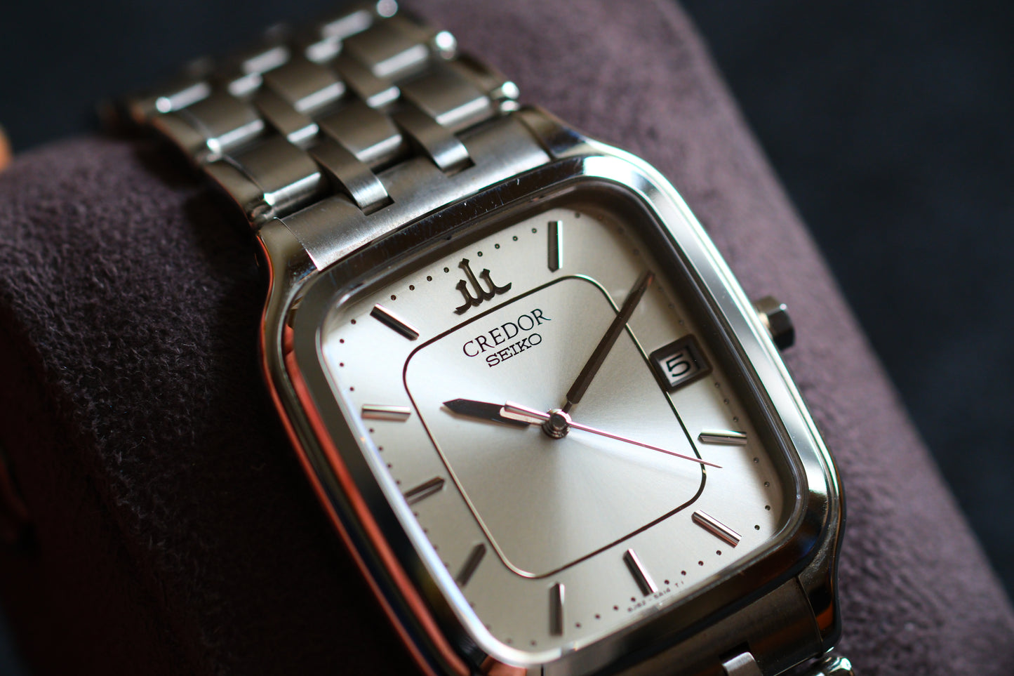 Credor Seiko Tank Champange Dial GCAX023 8j82-5A10 Quart SS