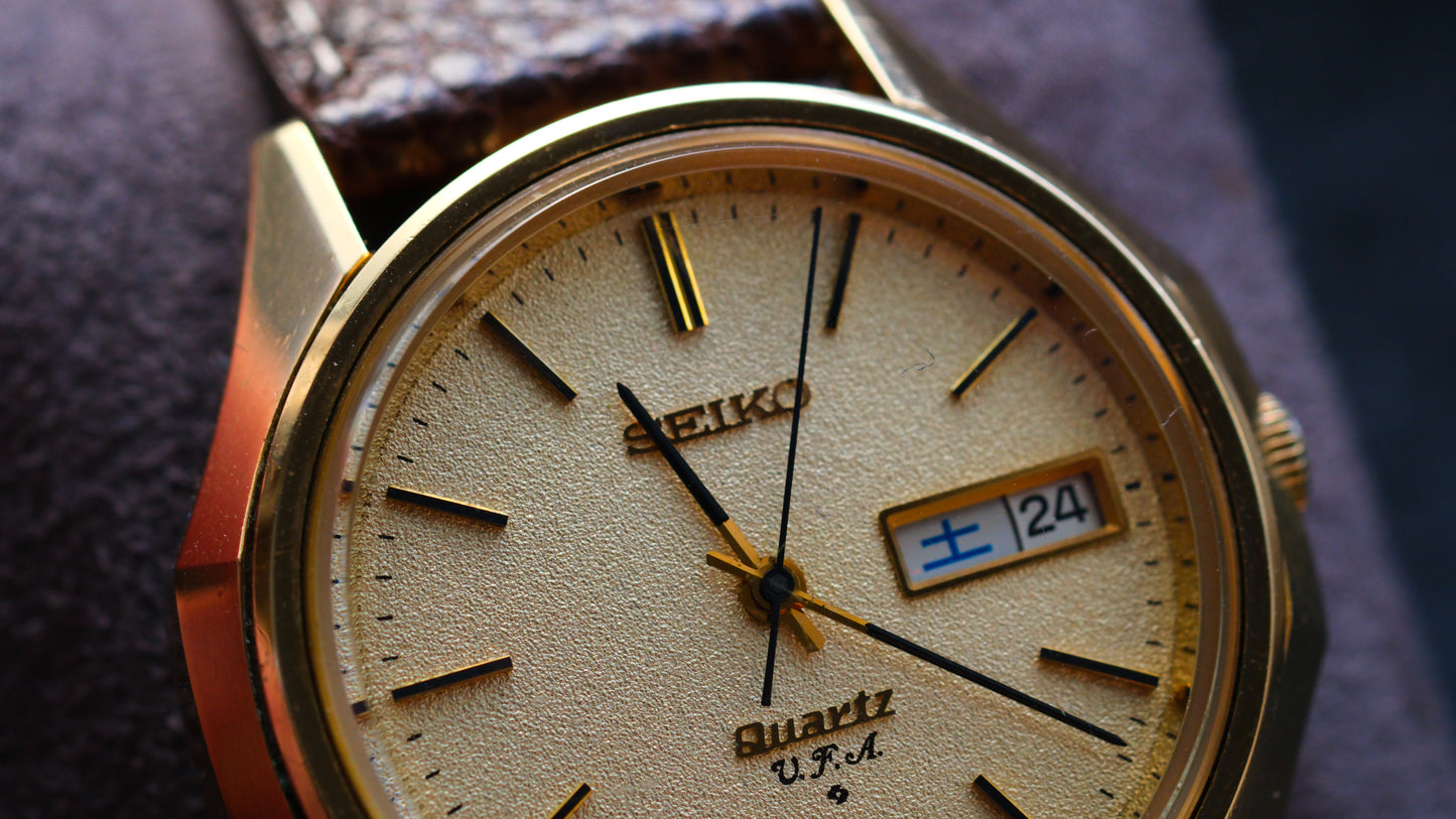 Seiko V.F.A(Very Fine Adjusted) Quartz 3823-7040 Ultra Rare Cap Gold 1970s Full Original Beautifull Dial| Good Condition