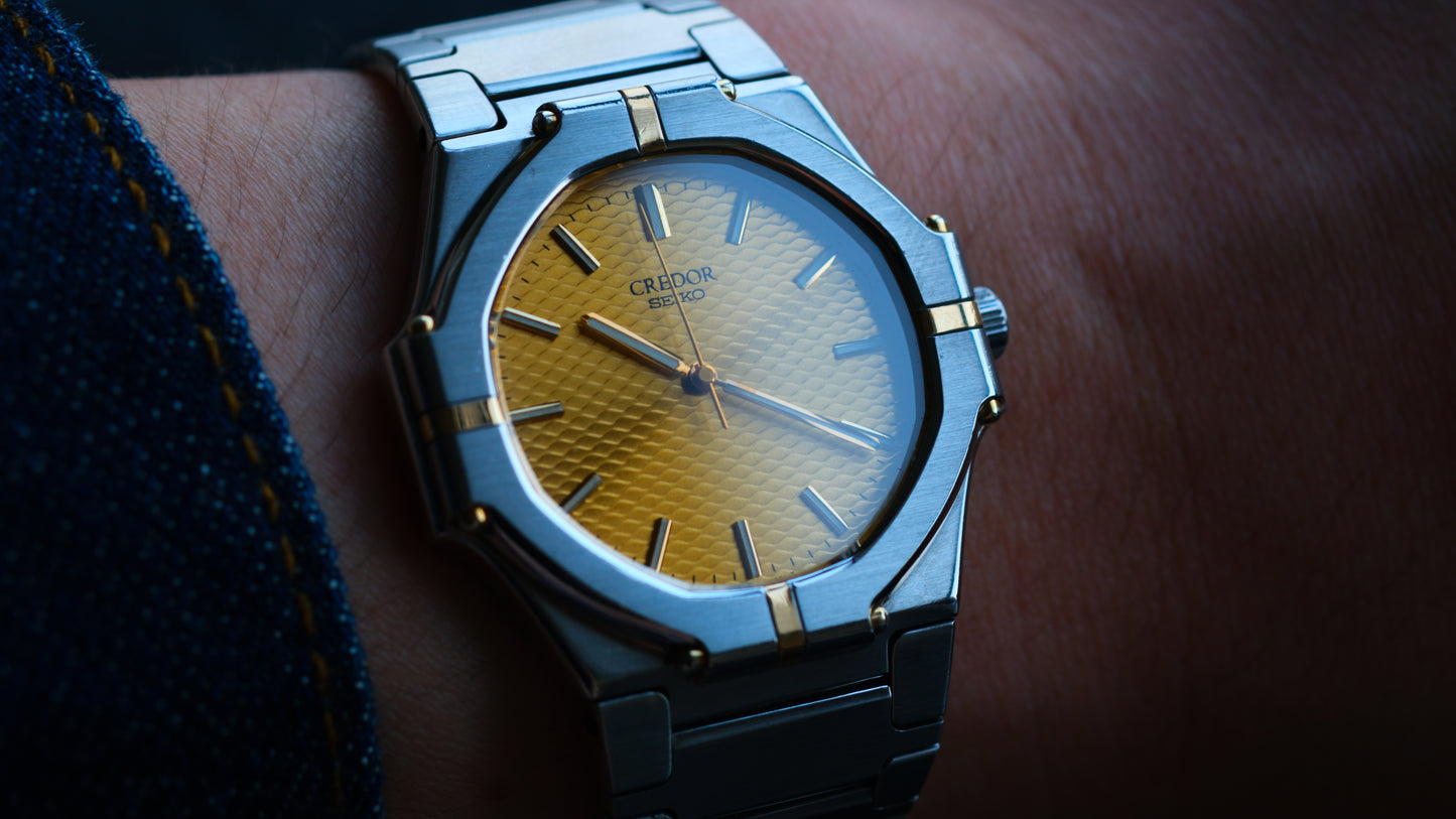 Credor Twin Quart 9461-5010 Gerald Genta Design Rare Excellent Condition