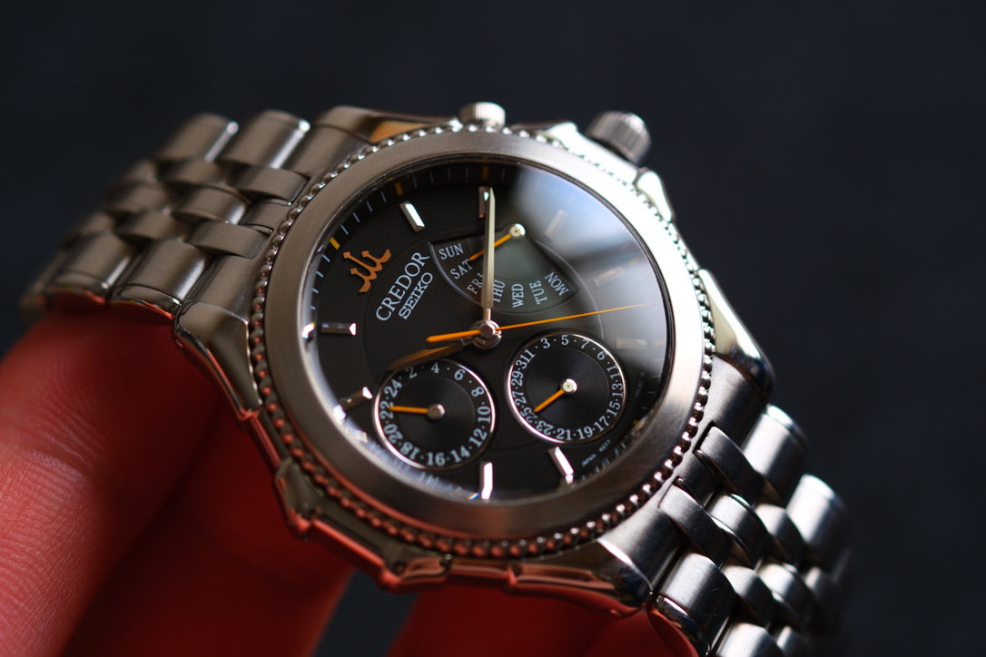 Credor Pacifique GZBG999 "Bumble Bee" 4s77-0A20 38mm Black Dial Yellow Hands Excellent Condition
