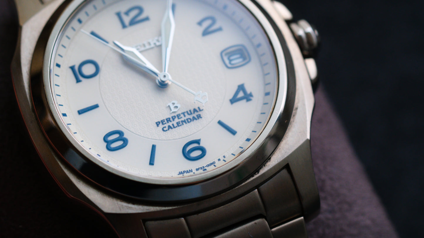 Seiko Bright Full Titanium SAGM007 HAQ Pepetual Calendar Two tone White Dial | Excellent Condition| Movement Serviced