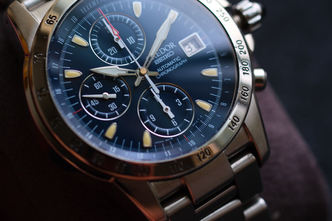Credor GCBP995 6S78-0A10 Phoenix Chrnograph Blue Dial Super Rare Excellent Condition Serviced