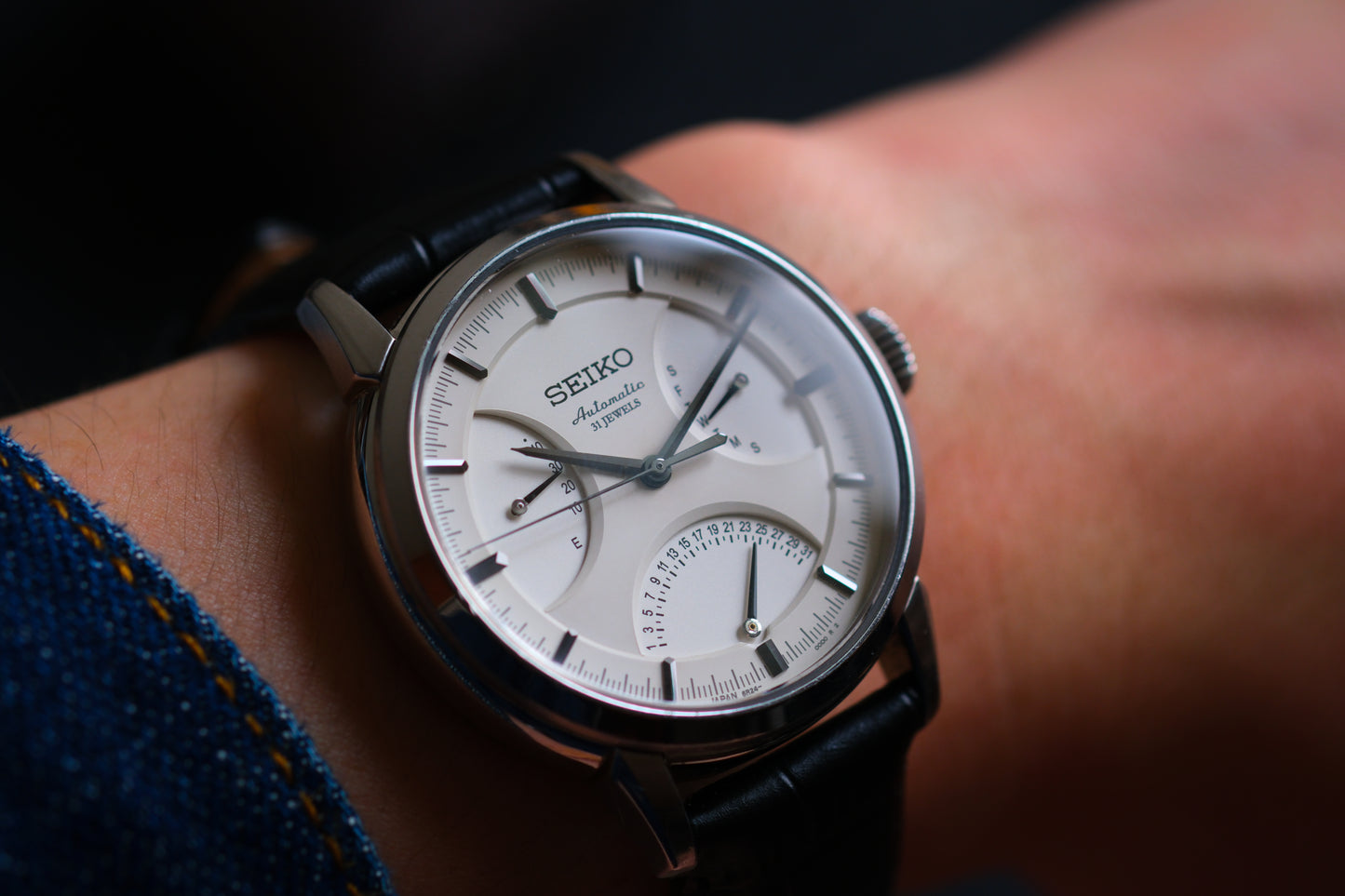 Seiko Pressage SARD009 6R24-00C0 Retrograde White Cream Dial Great Condition