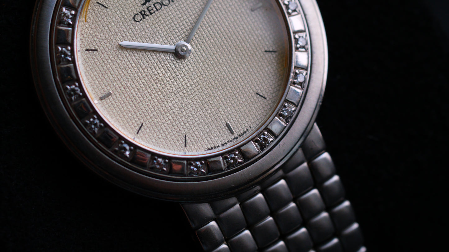 Credor 8N70-6030 Diamond 18KWG Bezel White Dial