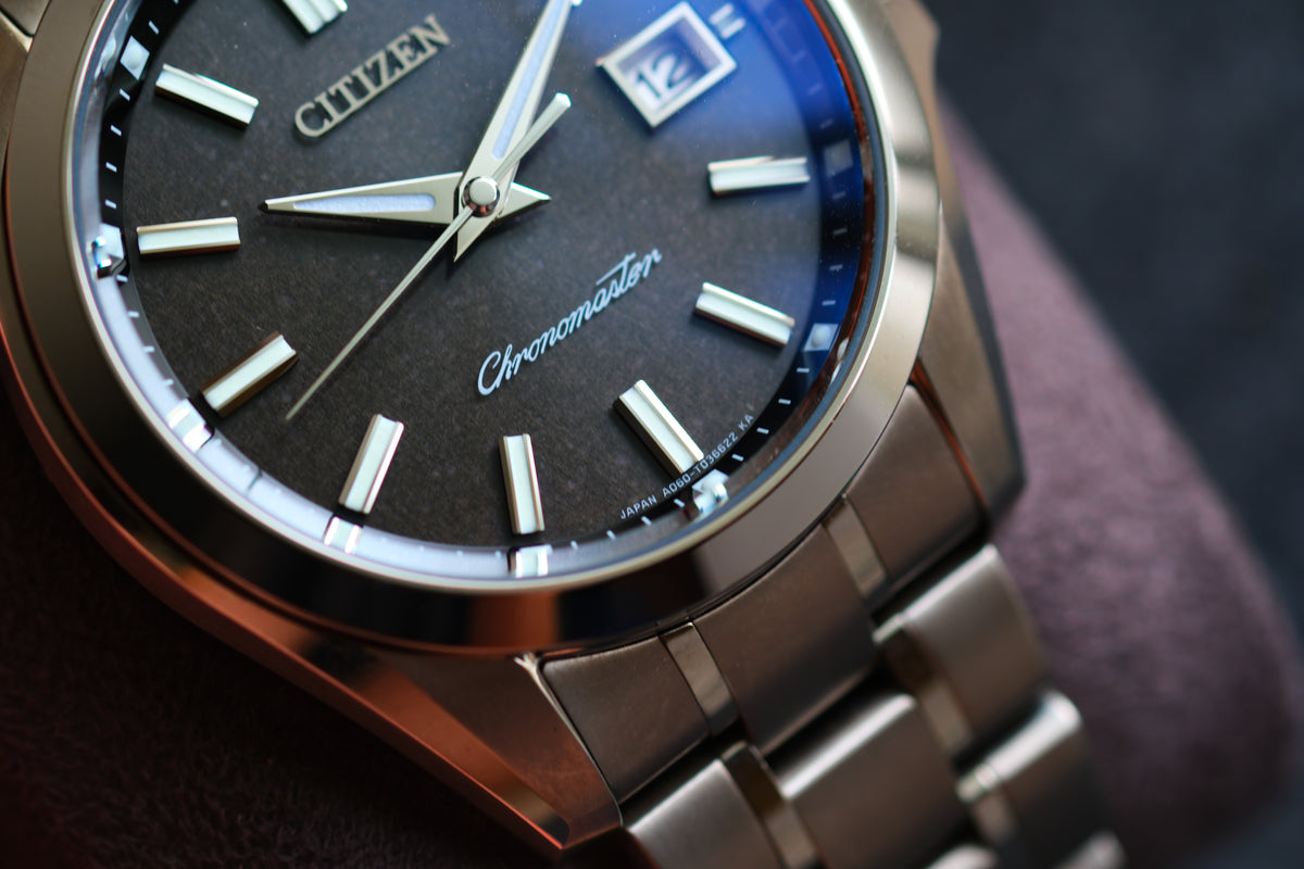 The Citizen Chrnomaster A060-T024271 Eco Drive Full Titanium Black Washi Dial Great Condition