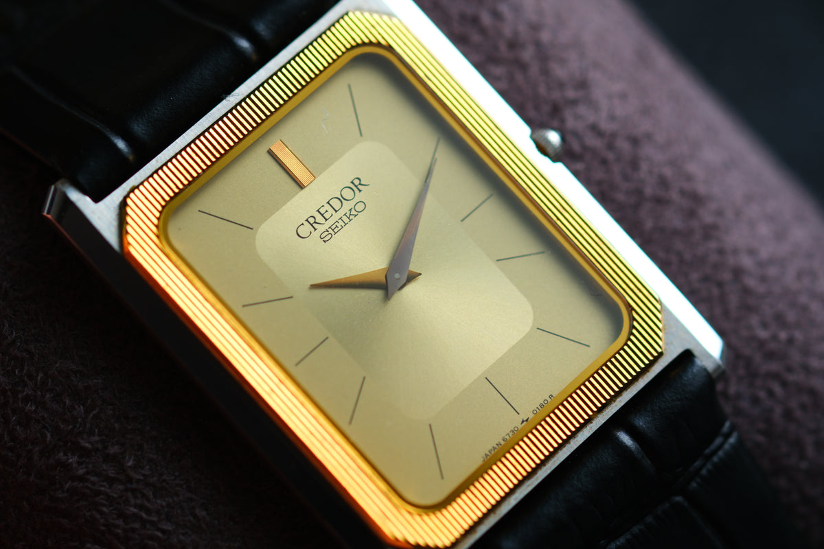 Credor Tank Men 6730-5090 14K Bezel SHA MIDDLE Vintage style