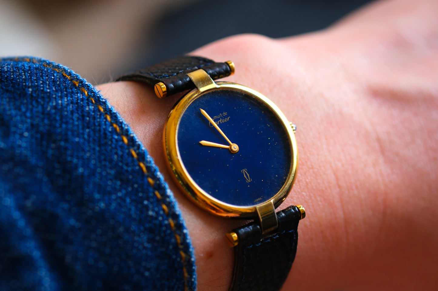 Cartier 1980s Must de Cartier Vendome Blue Dial Men