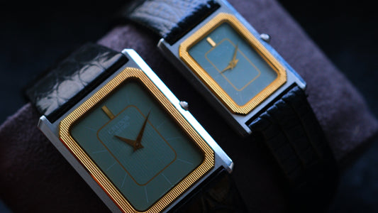 Credor Tank Couple 6730-5090 6730-5100 w14K Bezel SHA MIDDLE Tiffany Dial